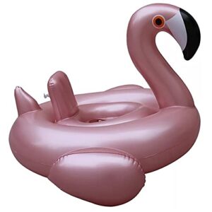 GGDH+ Baby Cute Inflatable Swimming Ring+ Carrying Safety Base, PVC, Suitable for 0-4 Years Old Baby+ Can be Used for Summer Vacations, Pool Parties, Seaside Beaches, etc,Rose Gold Flamingo