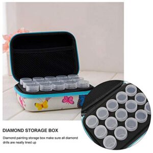 EXCEART Grids Diamond Painting Drills Storage Case Art Craft Accessory Organizer Jewelry Beads Sewing Pills Container with Shockproof Zipper Carry Bag Blue