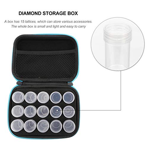 EXCEART Grids Diamond Painting Drills Storage Case Art Craft Accessory Organizer Jewelry Beads Sewing Pills Container with Shockproof Zipper Carry Bag Blue