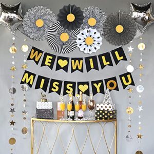 we will miss you decorations, homond farewell party decorations for coworker or friend going away retirement office work job change graduation we will miss you banner paper fan foil balloon