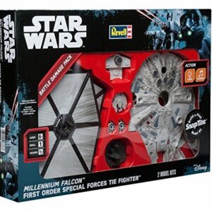 Star Wars Battle Pack Model Kit with 15 piece First Order Special Forces TIE Fighter and 19 piece Millennium Falcon