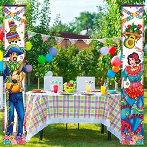 Allenjoy Mexican Fiesta Party Theme Porch Sign Door Banner for Cinco De Mayo Taco Bout Love Bar Baby Bridal Shower Welcome Birthday Supplies Decoration Flag Hanging Home Wall Decor 11.8x70.9 Inch 2PCS