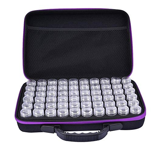 60 Slots Diamond Embroidery Box Diamond Painting Accessory Storage Case Container DIY Art Craft Jewelry Beads Sewing Pills Organizer Holder Clear Plastic Beads Cross Stitch Zipper Storage Bag Boxes