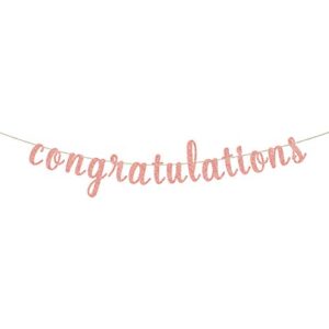 webenison glitter congratulations banner for congrats grad – wedding anniversary – baby shower – birthday – retirement party decor supplies rose gold