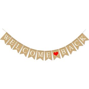 swyoun burlap welcome back banner back to home school office party supplies garland decoration