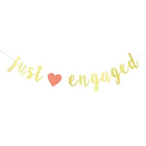 just engaged banner,engagement party decor,bachelorette/wedding/engagement/bridal shower party decorations (gold)