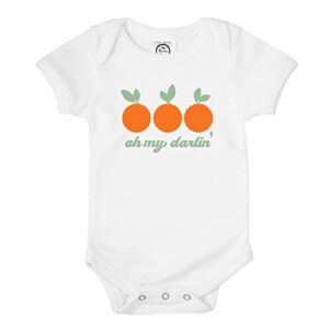the spunky stork baby girls oh my darlin’ clementine organic newborn bodysuit (3-6m) white