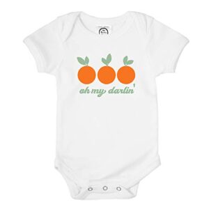 The Spunky Stork Baby Girls Oh My Darlin' Clementine Organic Newborn Bodysuit (3-6M) White