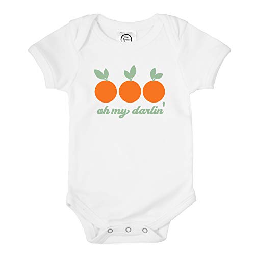 The Spunky Stork Baby Girls Oh My Darlin' Clementine Organic Newborn Bodysuit (3-6M) White