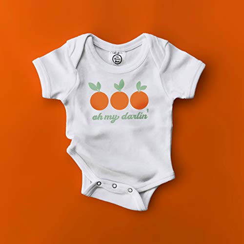 The Spunky Stork Baby Girls Oh My Darlin' Clementine Organic Newborn Bodysuit (3-6M) White