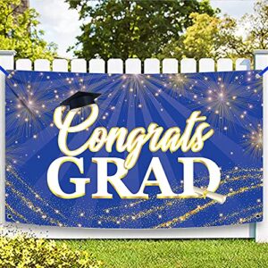 xtralarge, congrats grad banner 2023-72×44 inch | graduation banner for class of 2023 decorations | congratulations banner, blue graduation party decorations 2023 | graduation decorations 2023