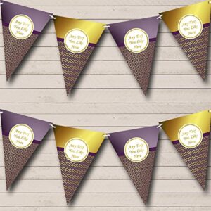 elegant plum purple gold personalized engagement party bunting banner garland
