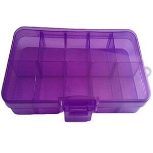 baost 10-slots adjustable devider clear plastic storage box, jewelry storage box pill beads holder container case organizer for art craft, small nuts screws, fishing tackle purple