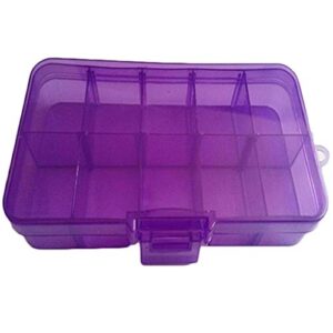 Baost 10-Slots Adjustable Devider Clear Plastic Storage Box, Jewelry Storage Box Pill Beads Holder Container Case Organizer for Art Craft, Small Nuts Screws, Fishing Tackle Purple