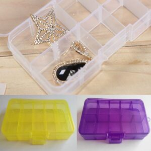 Baost 10-Slots Adjustable Devider Clear Plastic Storage Box, Jewelry Storage Box Pill Beads Holder Container Case Organizer for Art Craft, Small Nuts Screws, Fishing Tackle Purple