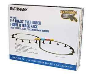 bachmann trains snap-fit e-z track e-z track over-under figure 8 track pack – steel alloy rail with black roadbed – ho scale