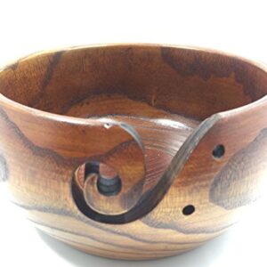 levylisa Wood Yarn Bowl Crochet Bowl Wood Knitting Bowl Yarn Holder Large Yarn Bowl Wooden Yarn Bowl with top Yarn Bowl for Knitting