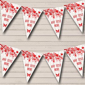 shabby chic vintage wood red personalized retirement party bunting banner