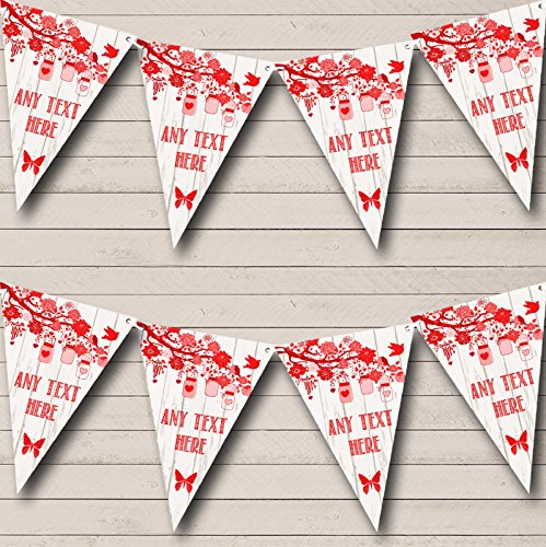 Shabby Chic Vintage Wood Red Personalized Retirement Party Bunting Banner