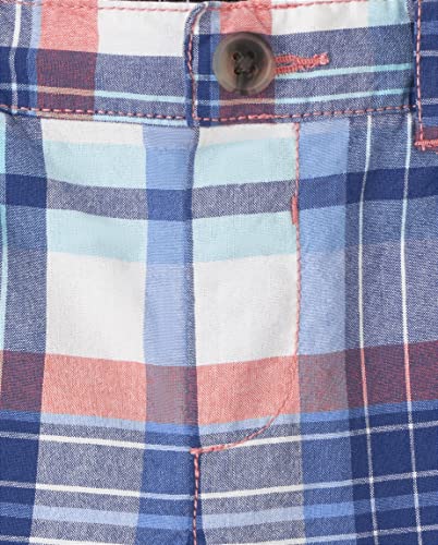 The Children's Place Baby and Toddler Boys Printed Chino Shorts, Blue/Orange Plaid, 3T