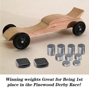Pinewood Car Derby Weights 4 OZ 3 Size Cylindrical Tungsten Weights & Putty Kit with Case to Speed Up Your Car (4OZ-11P)