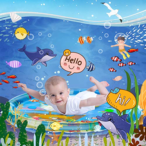 iHaHa 40''X40'' Baby Tummy Time Water Play Mat, Infant Baby Water Mat Toys for 0 3 6 9 12 Months Newborn Infant Toddler Boy Girl