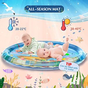 iHaHa 40''X40'' Baby Tummy Time Water Play Mat, Infant Baby Water Mat Toys for 0 3 6 9 12 Months Newborn Infant Toddler Boy Girl