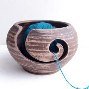 knitting yarn bowl for crochet ceramic 7 x 4 inch – home knitting needlework storage crochet organizer yarn holder