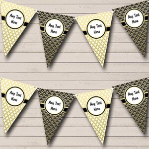 elegant white black and gold personalized retirement party bunting banner