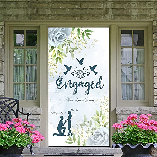 Dill-Dall Engaged Door Cover Banner, Engaged Backdrop Banner, Engagement / Bridal Shower / Bride to Be / Bachelorette Party Decoration Supplies