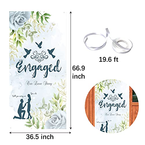 Dill-Dall Engaged Door Cover Banner, Engaged Backdrop Banner, Engagement / Bridal Shower / Bride to Be / Bachelorette Party Decoration Supplies