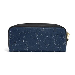 ablink constellation on night galaxy space pencil pen case pouch bag with zipper for travel, school, small cosmetic bag