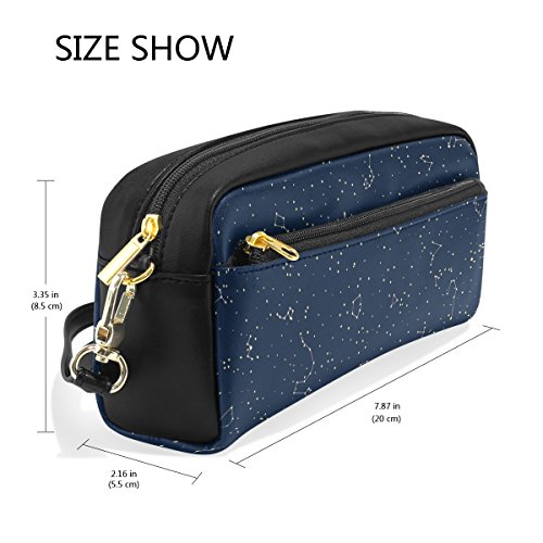 ABLINK Constellation on Night Galaxy Space Pencil Pen Case Pouch Bag with Zipper for Travel, School, Small Cosmetic Bag