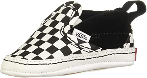 Vans, Infant Slip-On V Crib Sneakers (1, Black/True White Checkerboard)