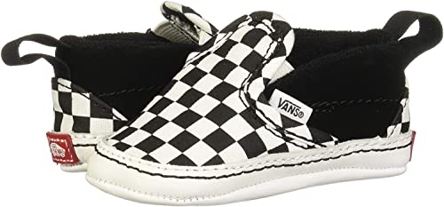 Vans, Infant Slip-On V Crib Sneakers (1, Black/True White Checkerboard)