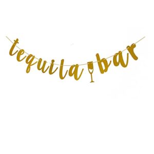 Tequila Bar Gold Banner Sign for Mexican Theme Party Bunting Decorations Garlands