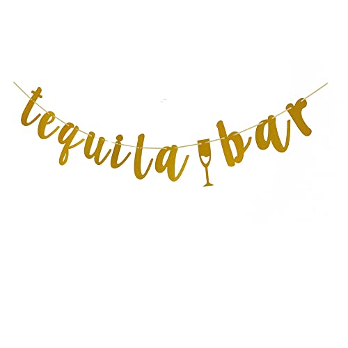 Tequila Bar Gold Banner Sign for Mexican Theme Party Bunting Decorations Garlands