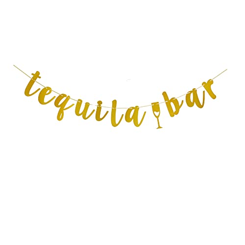 Tequila Bar Gold Banner Sign for Mexican Theme Party Bunting Decorations Garlands