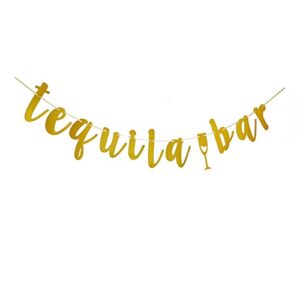 Tequila Bar Gold Banner Sign for Mexican Theme Party Bunting Decorations Garlands