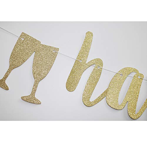 Happy Retirement Banner, Gold Glitter Sign for Retirement Party Bunting Supplies Decorations