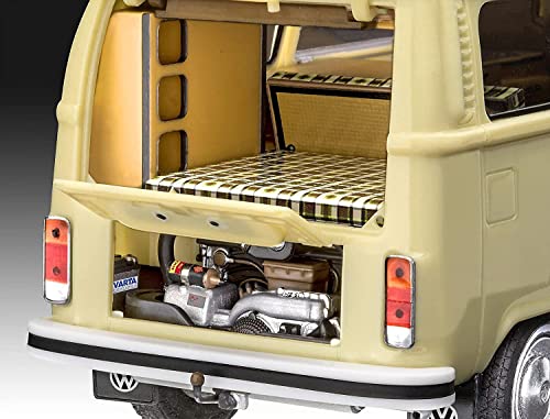 Revell 07676 Volkswagen T2 Camper (Easy-Click) Model Kit 1:24 Scale, Unvarnished