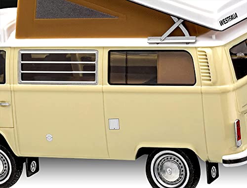 Revell 07676 Volkswagen T2 Camper (Easy-Click) Model Kit 1:24 Scale, Unvarnished