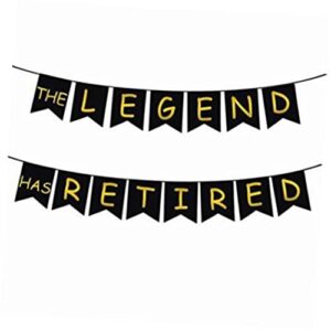 the legend has retired banner gold foil letters, retirement party decoration photo props- large size