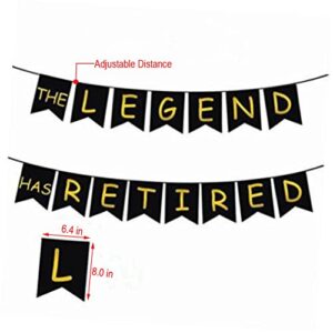 The Legend Has Retired Banner Gold Foil Letters, Retirement Party Decoration Photo Props- Large Size