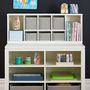 MARTHA STEWART Crafting Kids' Double Open Storage - Creamy White: Wooden Shelving with Bins, 6 Compartment Art Supply Organizer for Playroom