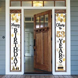 laskyer happy 53rd birthday door banner – cheers to 53 years old birthday front door porch sign backdrop,53rd birthday party decorations.
