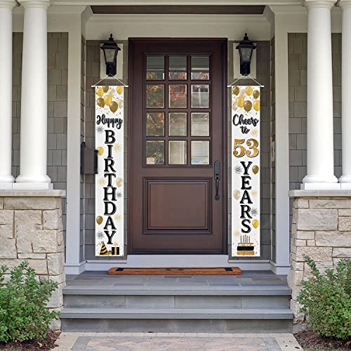 LASKYER Happy 53rd Birthday Door Banner - Cheers to 53 Years Old Birthday Front Door Porch Sign Backdrop,53rd Birthday Party Decorations.