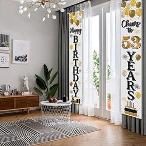 LASKYER Happy 53rd Birthday Door Banner - Cheers to 53 Years Old Birthday Front Door Porch Sign Backdrop,53rd Birthday Party Decorations.