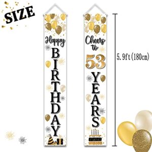 LASKYER Happy 53rd Birthday Door Banner - Cheers to 53 Years Old Birthday Front Door Porch Sign Backdrop,53rd Birthday Party Decorations.