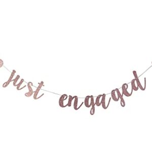 Just Engaged Rose Gold Glitter Banner, Bridal Shower, Engagement, Bachelorette,Wedding Announcement Party Photo Props